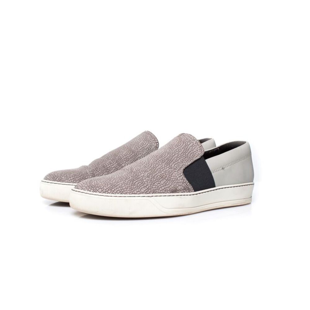 Lanvin Leather slip on sneakers in grey.